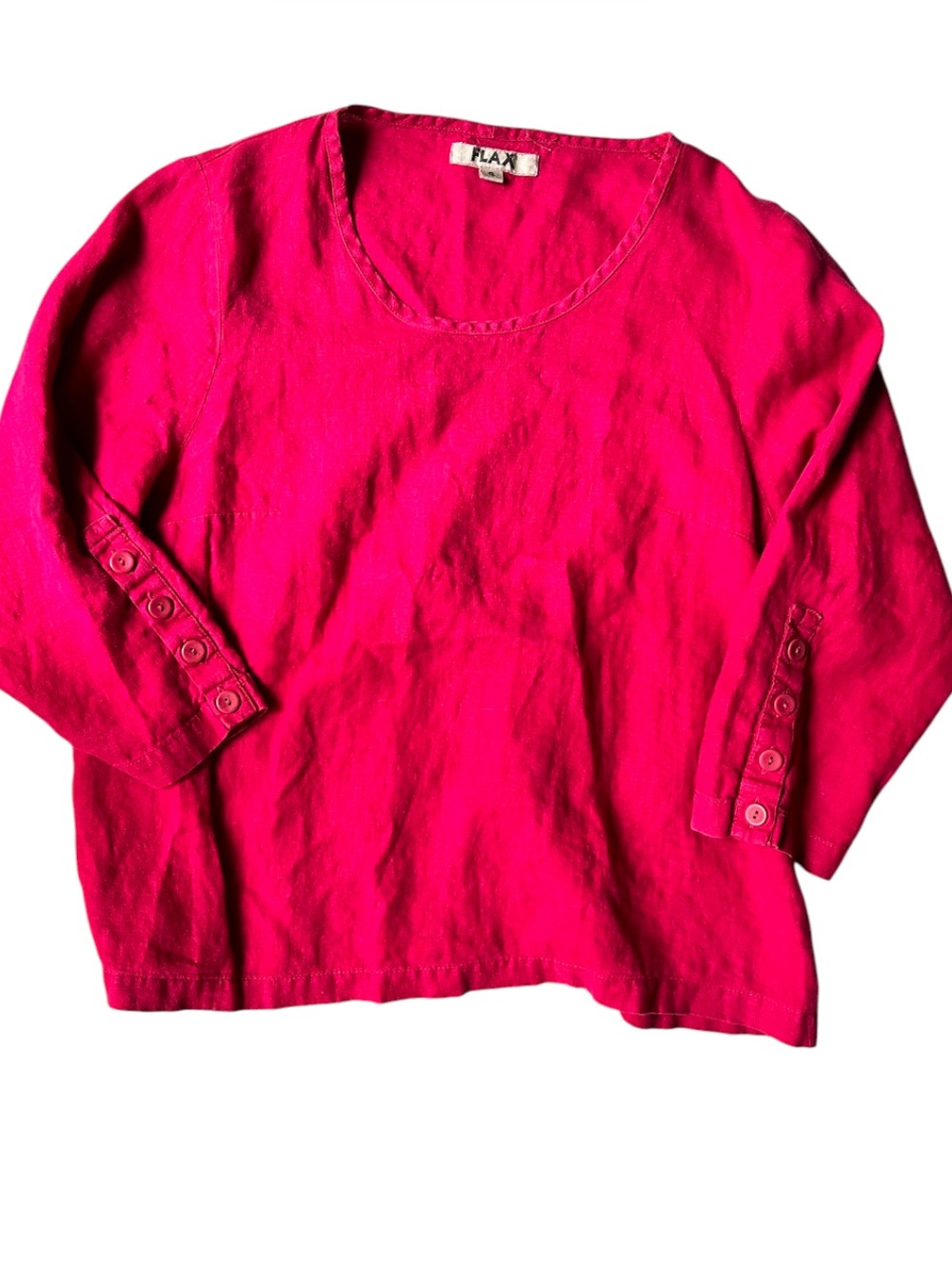 FLAX Women’s Redk Linen Button-Cuff Top